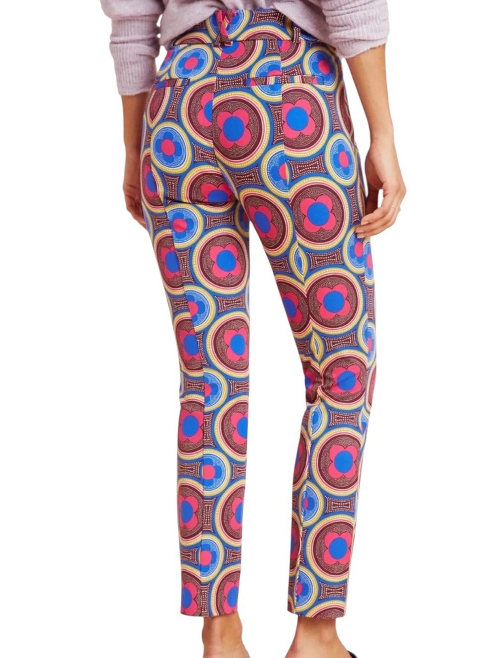 ANTHROPOLOGIE The Essential Slim Cropped Trouser in Geometric Poppy Print - Picture 8 of 15